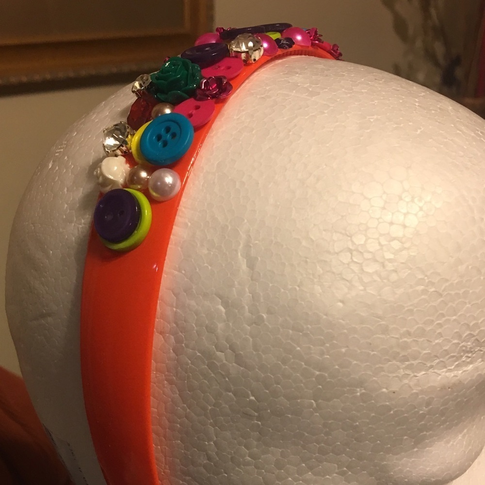 Orange Button Rhinestone Headband - Picture 4 of 4